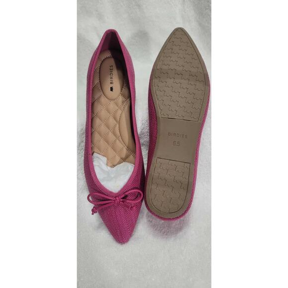 NWT Women's Birdies The Goldfinch Raspberry Pointed Toe Rafia Flats size 6.5 - Picture 3 of 6